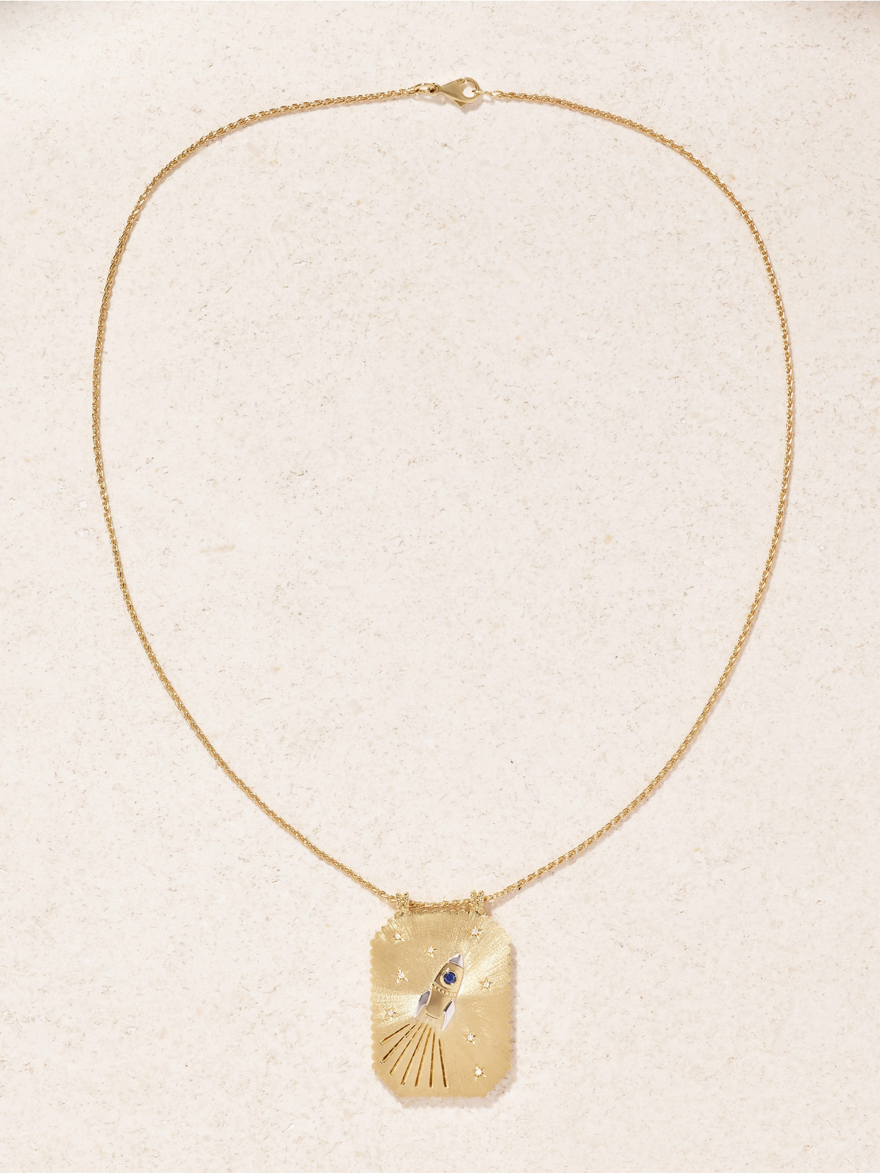 Marie Lichtenberg Love You To The Moon Scapular 18-karat Gold, Sapphire And Diamond Necklace