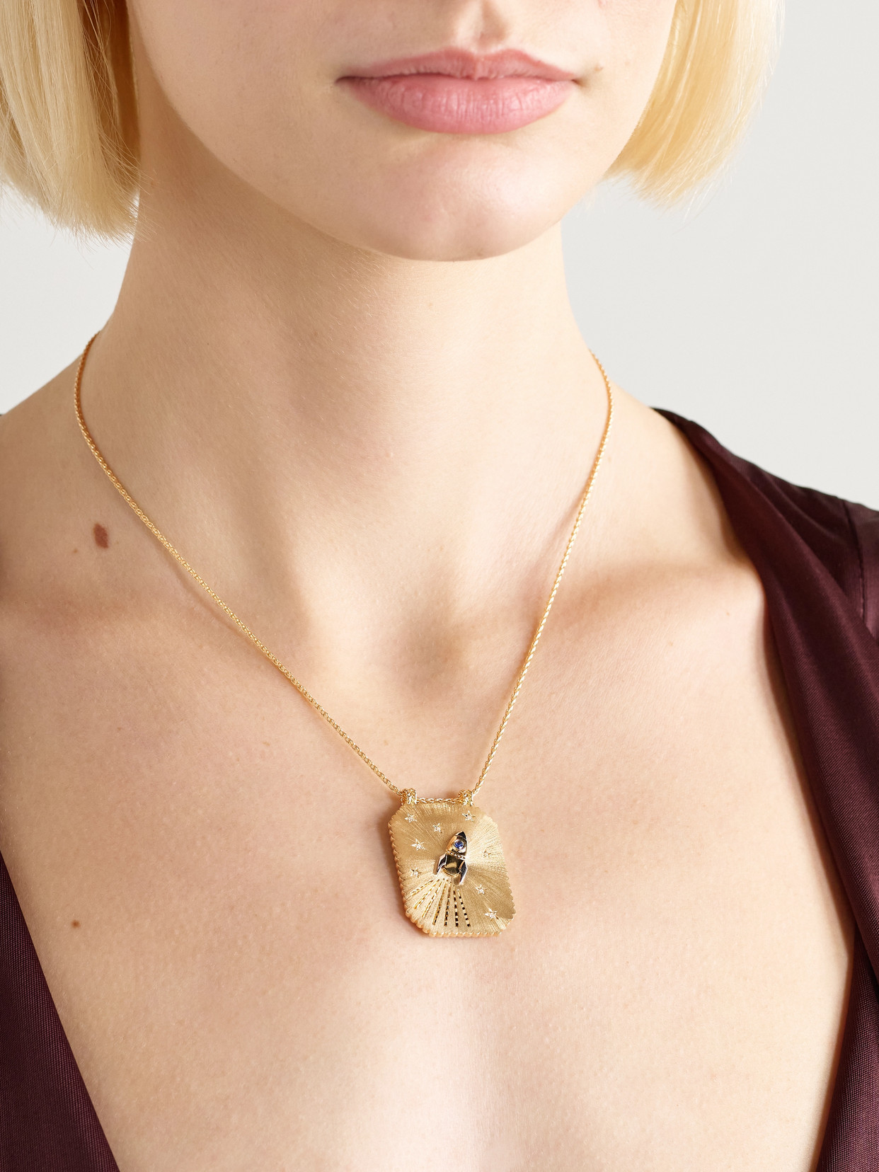 Marie Lichtenberg Love You To The Moon Scapular 18-karat Gold, Sapphire And Diamond Necklace In Gold