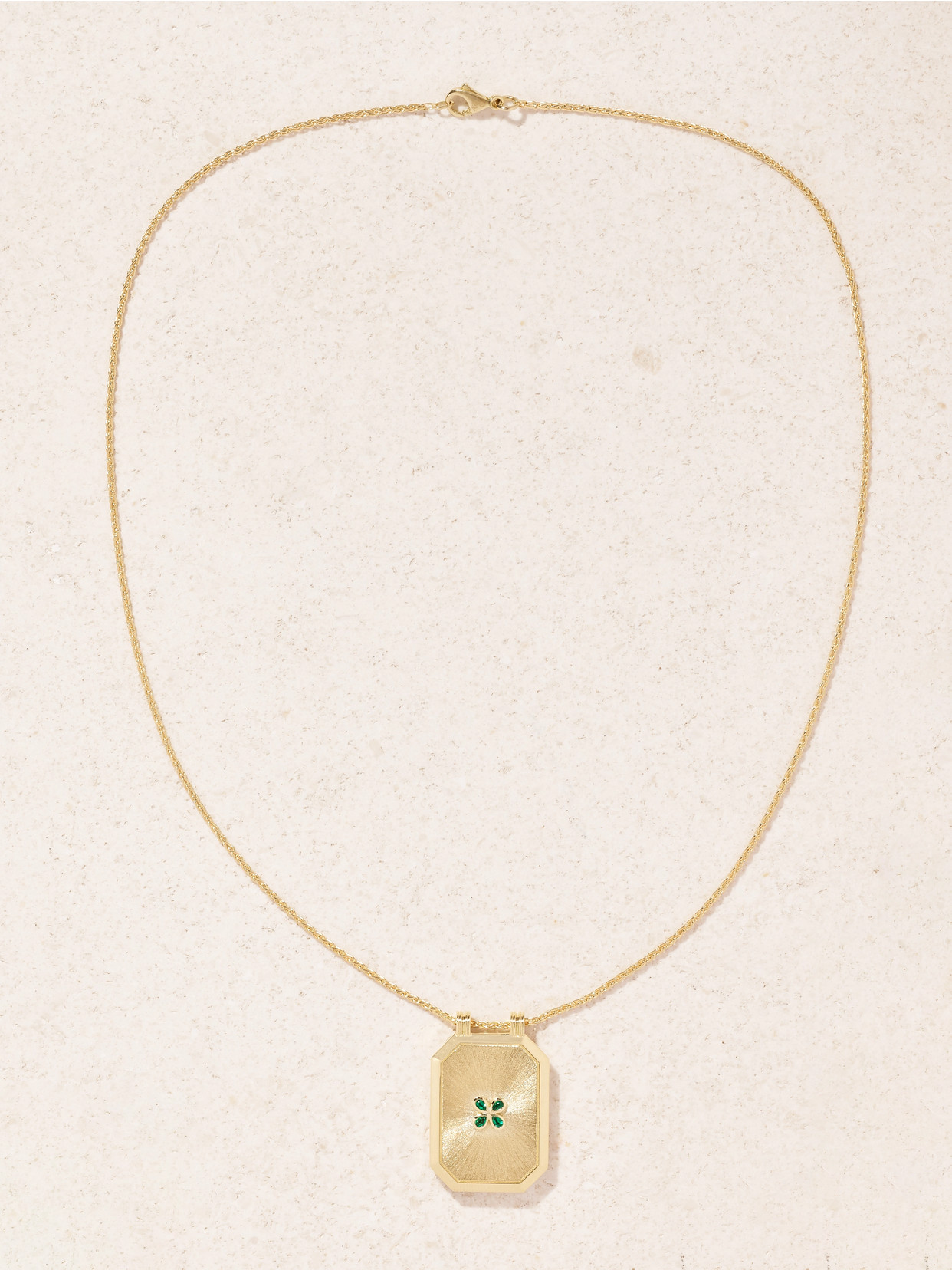 Marie Lichtenberg Luck Scapular 18-karat Gold Emerald Necklace