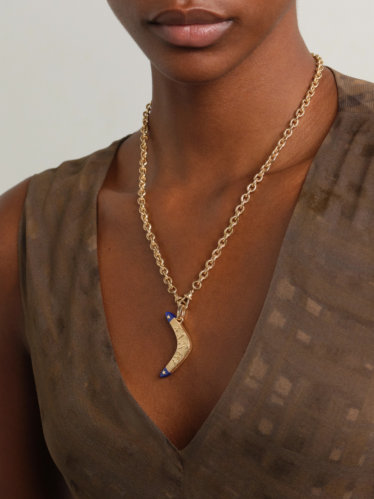 Marie Lichtenberg Karma 18-karat Gold Lapis Lazuli Necklace In Gold