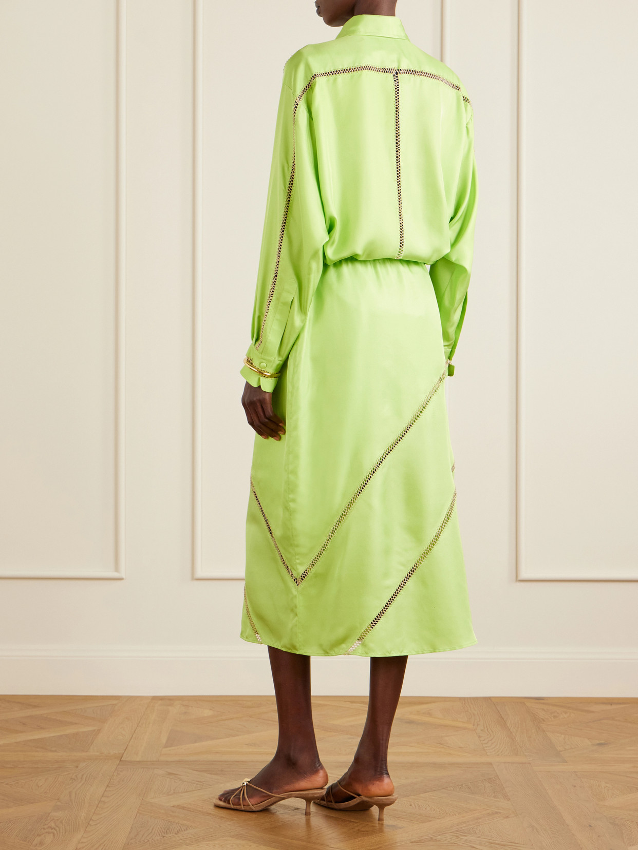 Tobago Embroidered Silk-Satin Midi