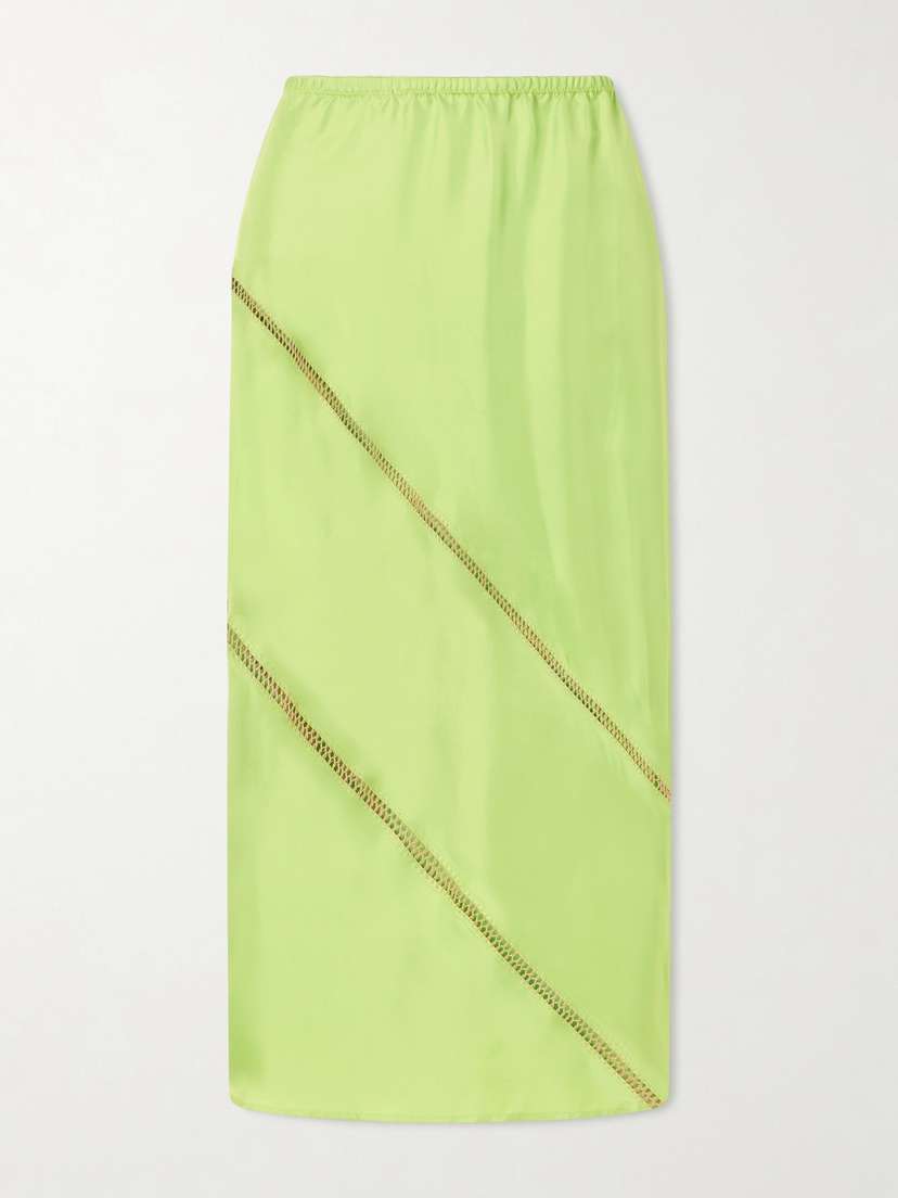 Diotima Tobago Embroidered Silk-satin Midi Skirt