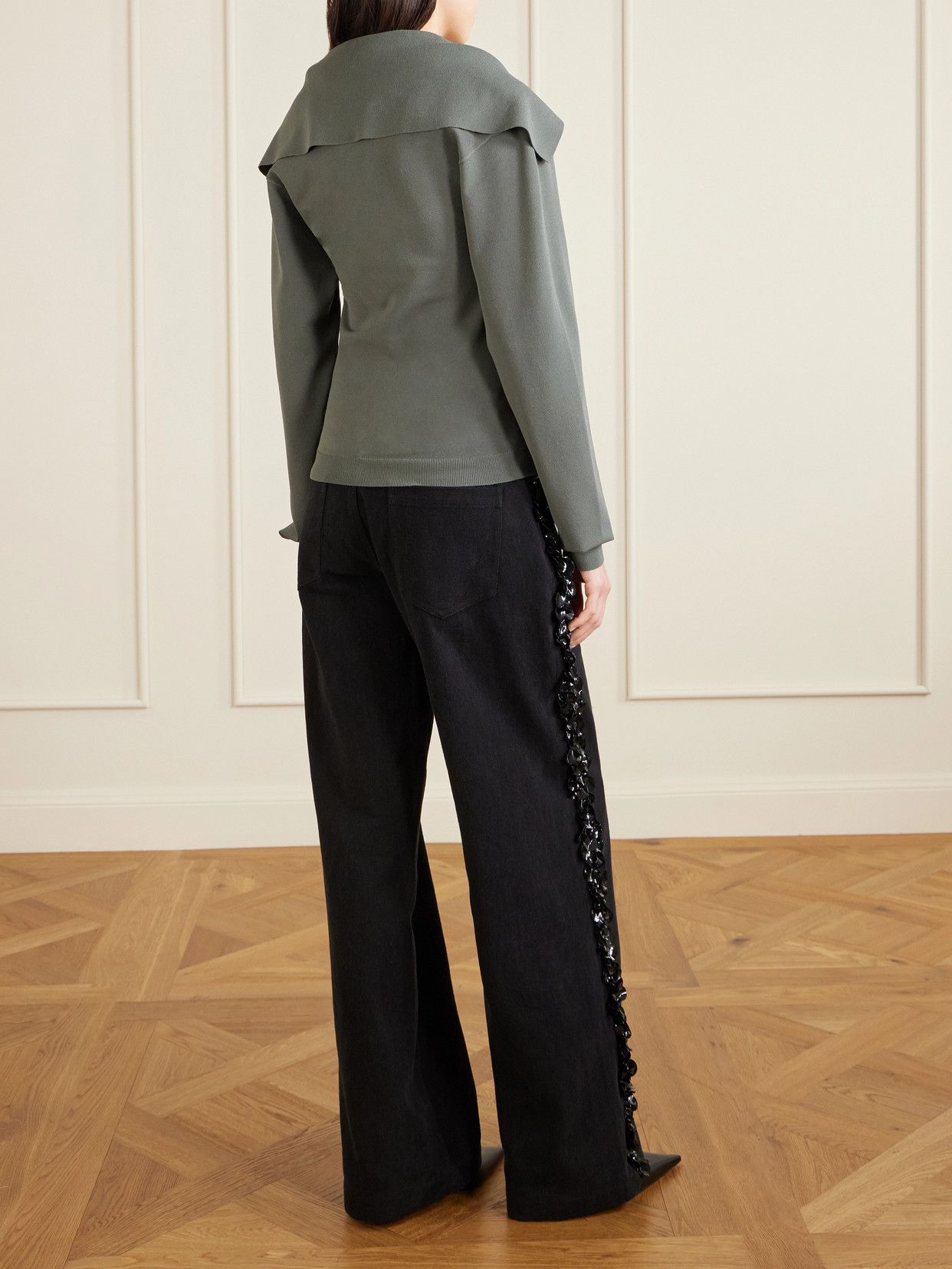 Caicos Velvet-Trimmed Jersey Stretch- Top