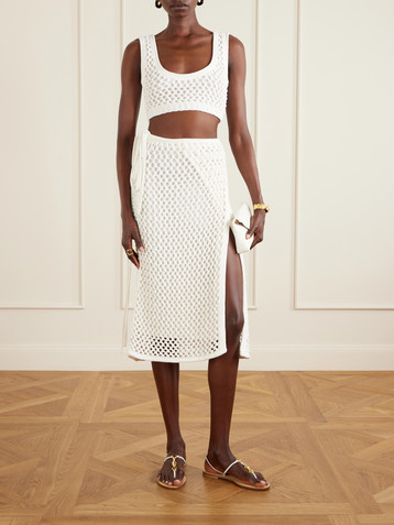 Diotima Bonaire crocheted cotton-blend midi skirt