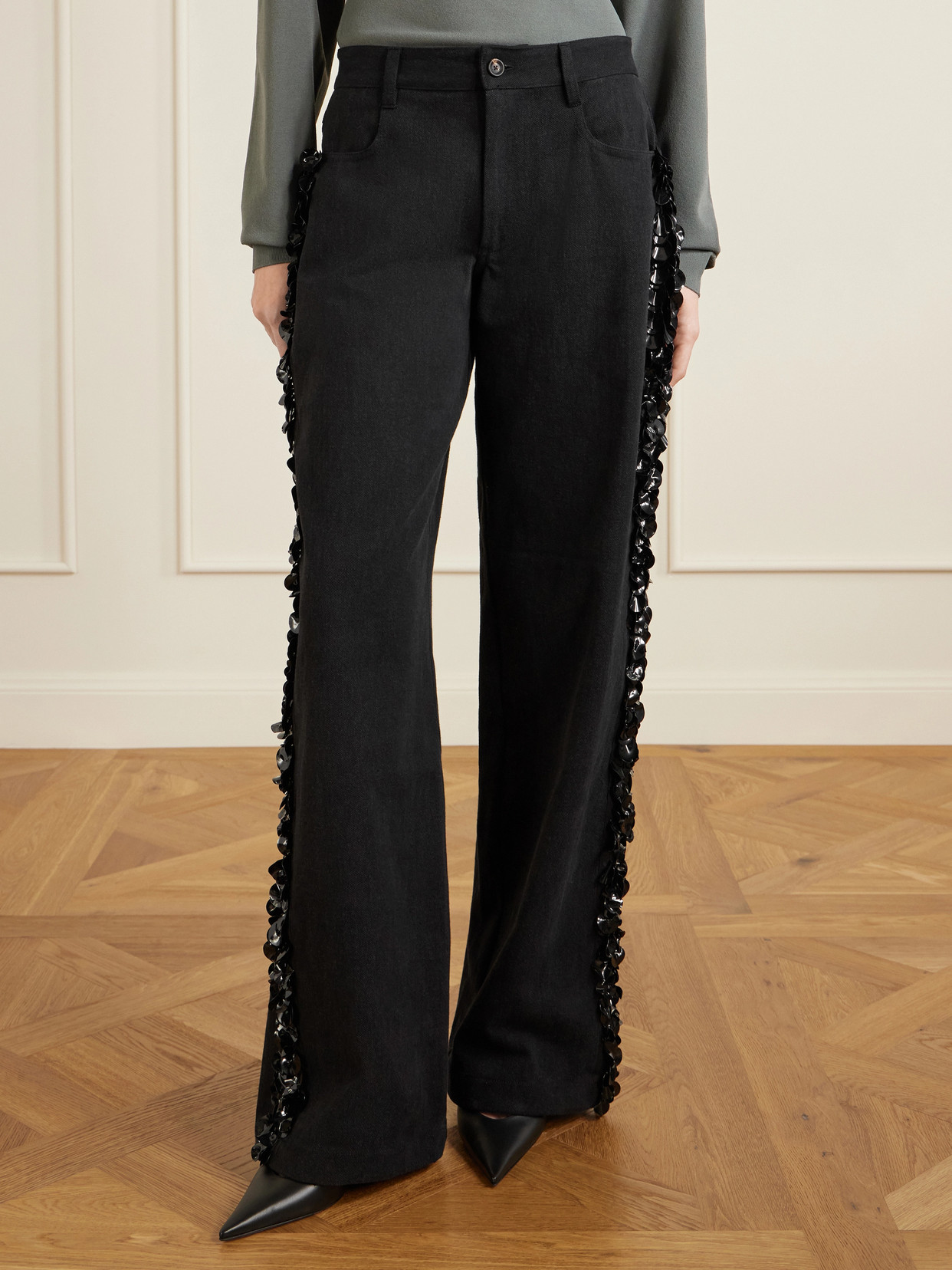 Burro Embellished Wide- Leg