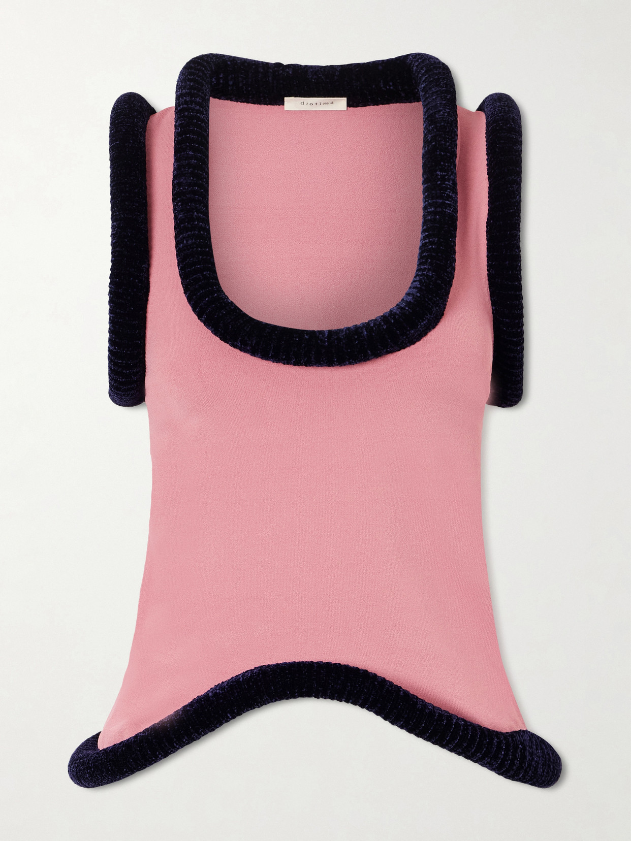 Diotima Margot Velvet-trimmed Stretch-jersey Tank Top In Pink