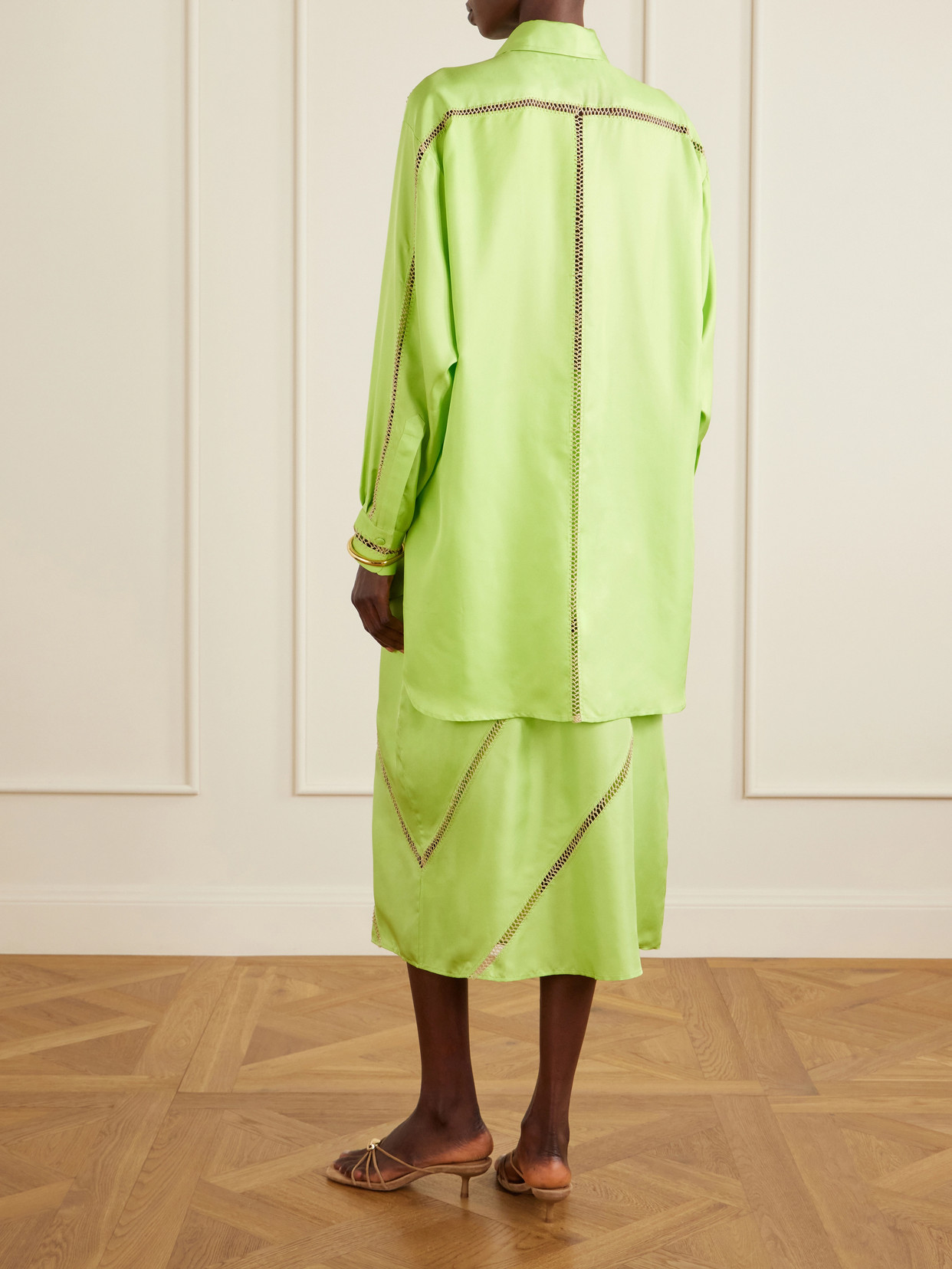 Bridgetown Embroidered Silk-Satin Shirt