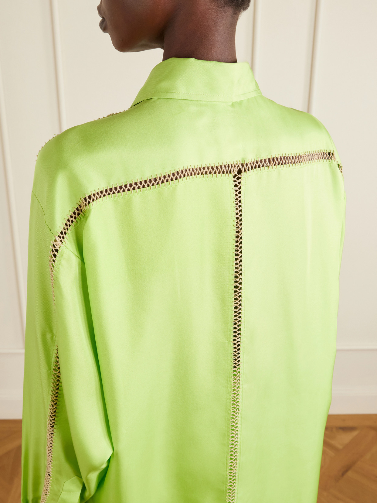 Bridgetown Embroidered Silk-Satin Shirt