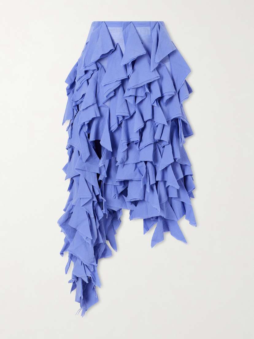 Diotima Handkerchief Asymmetric Ruffled Cotton Midi Skirt