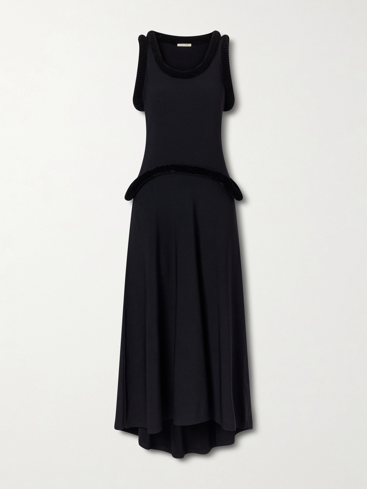 Diotima Basseterre Velvet-trimmed Jersey Maxi Dress In Black