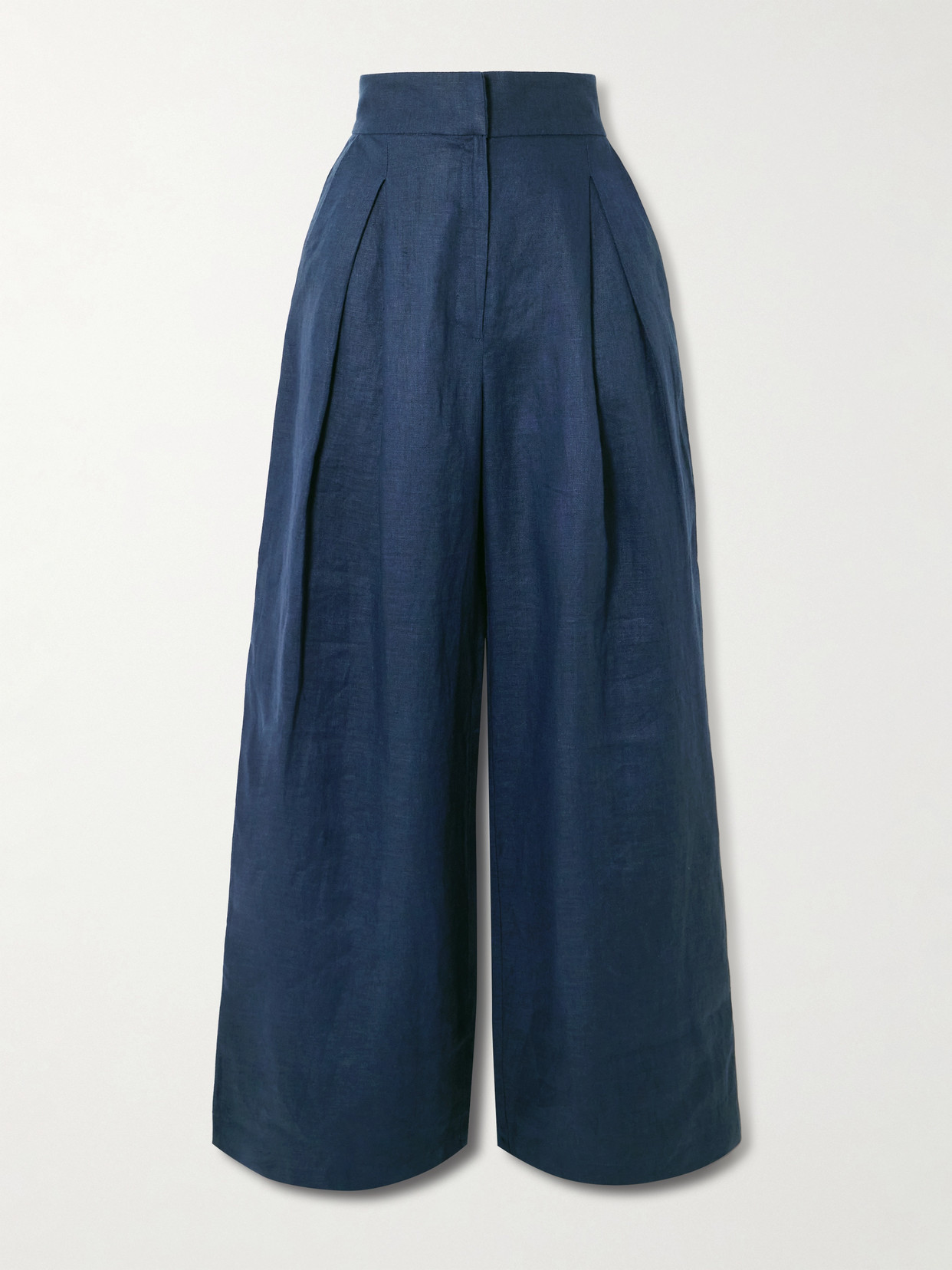 Andres Otalora Desperte Pleated Linen Wide-leg Pants In Blue