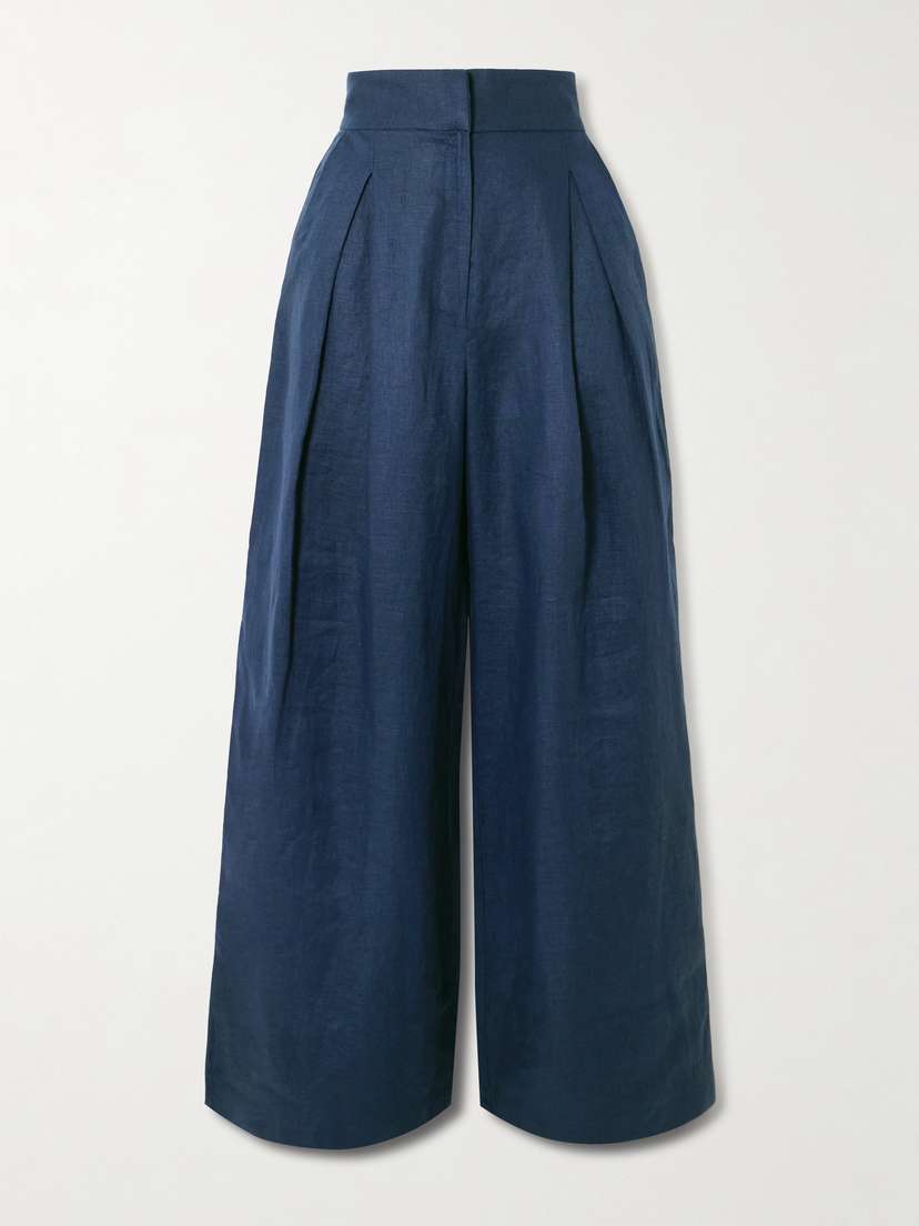 ANDRES OTALORA Desperte Pleated Linen Wide-leg Pants