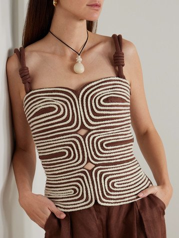 Andres Otalora Marea knotted embroidered linen top