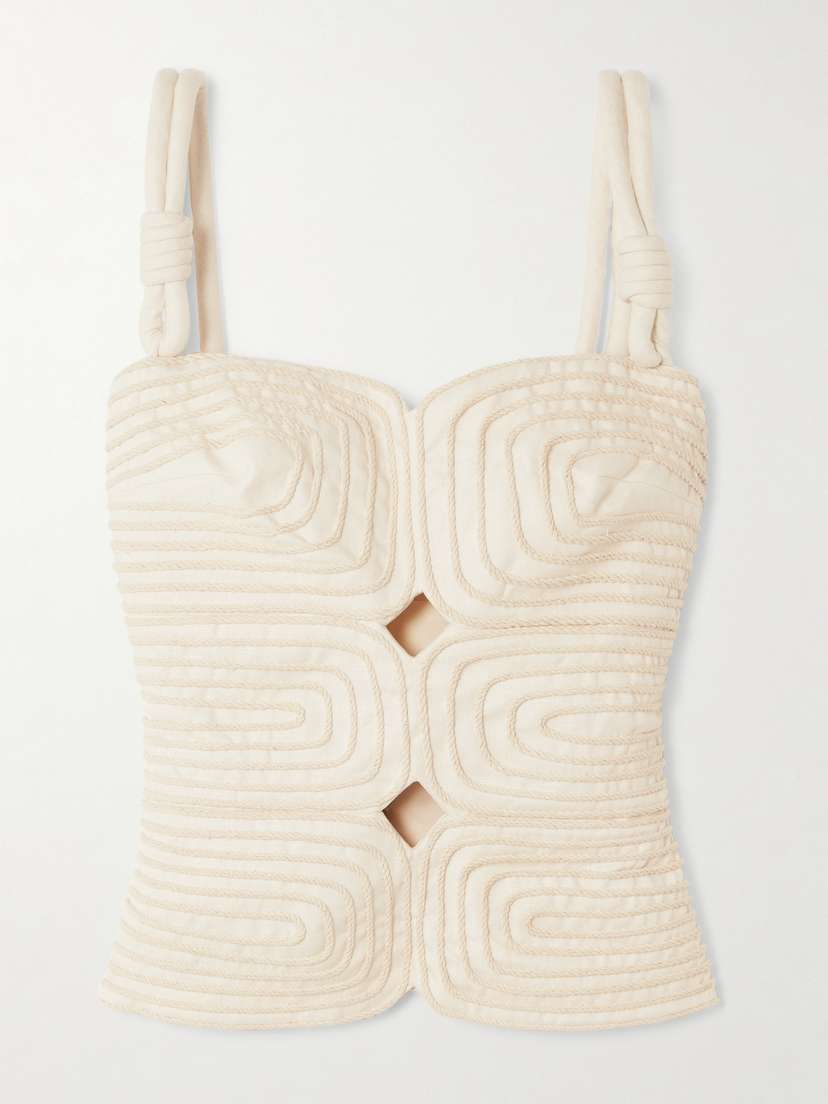 ANDRES OTALORA Marea Knotted Embroidered Linen Top