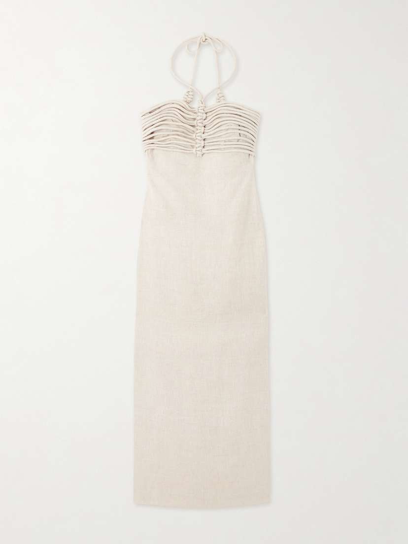 ANDRES OTALORA Mezcalitos Knotted Linen Midi Dress