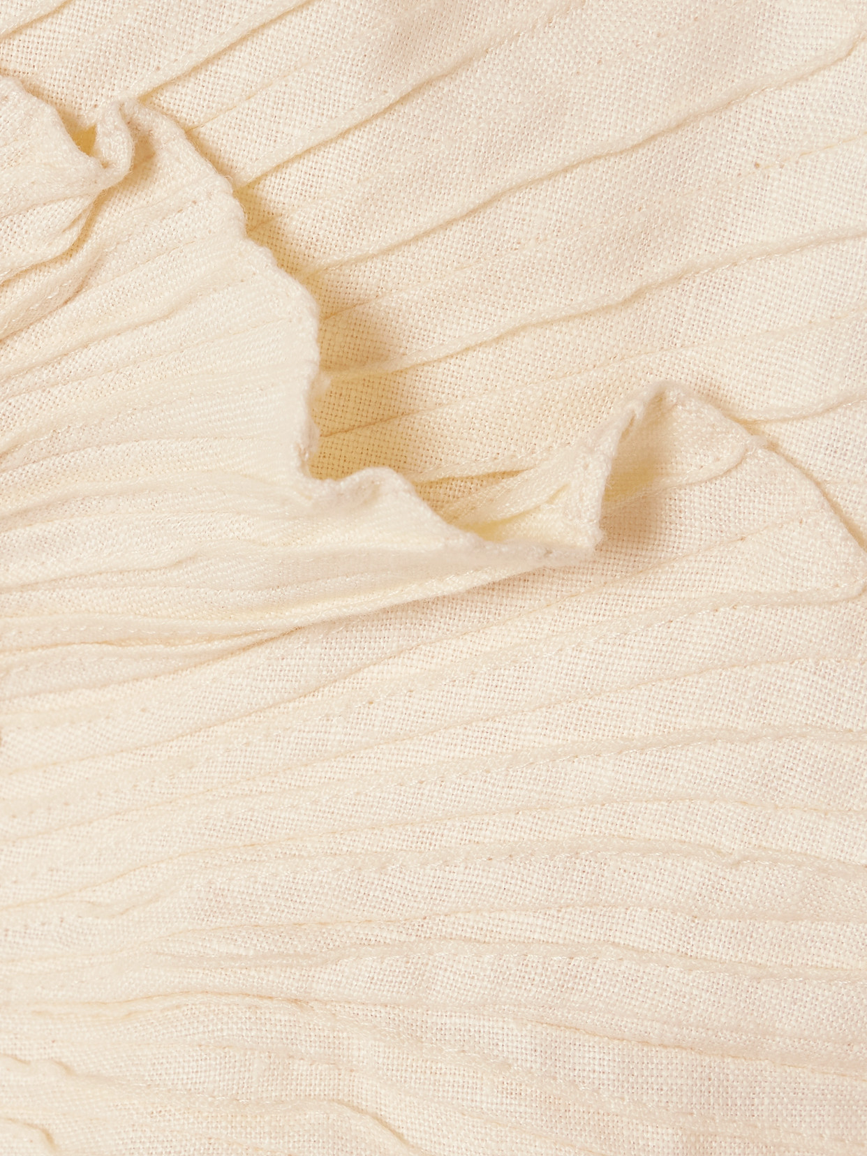 Andres Otalora Las Olas Strapless Layered Gathered Linen Top In Neutral