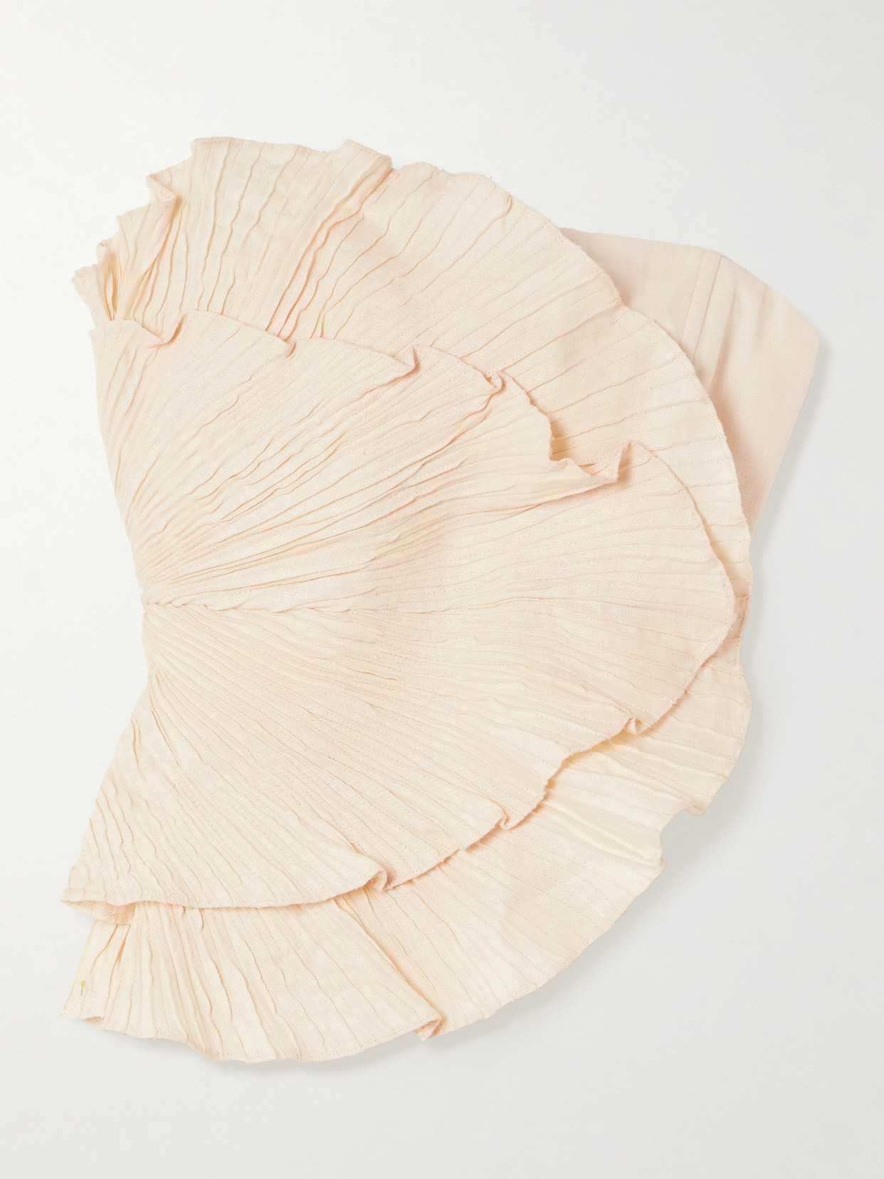 Andres Otalora Las Olas Strapless Layered Gathered Linen Top In Neutral