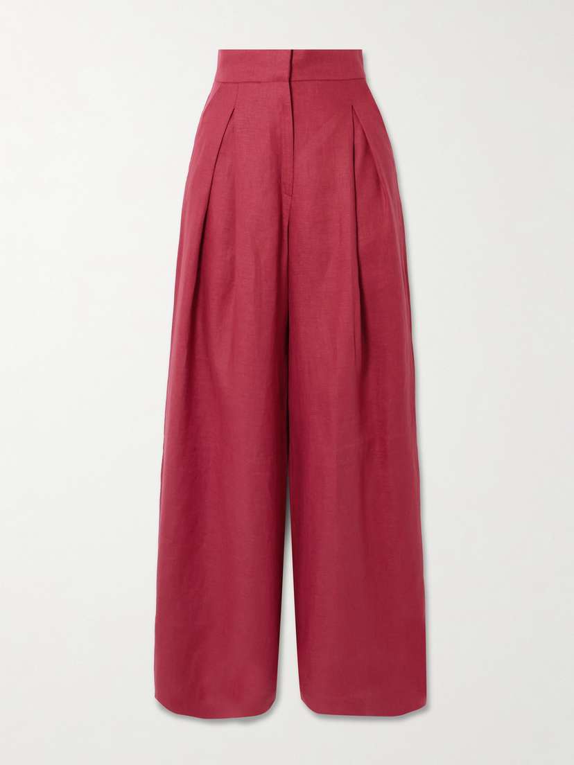 ANDRES OTALORA Desperte Pleated Linen Wide-leg Pants