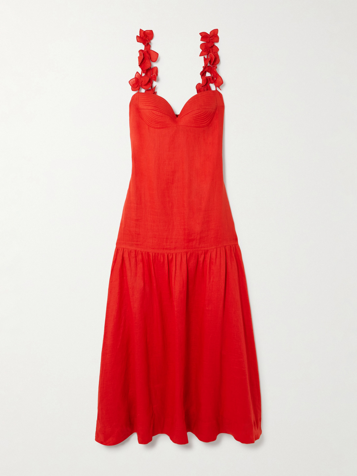 Andres Otalora Ser Arte Appliquéd Linen Maxi Dress In Red