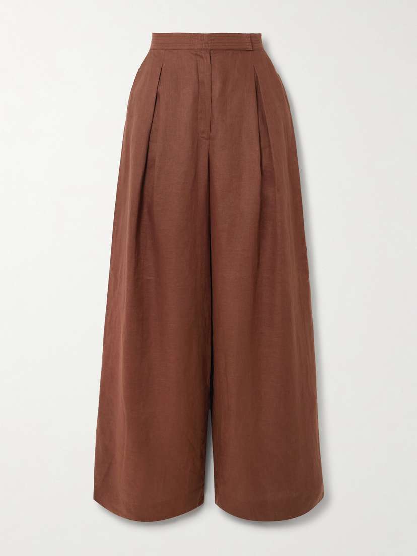 ANDRES OTALORA Desperate Pleated Linen Wide-leg Pants