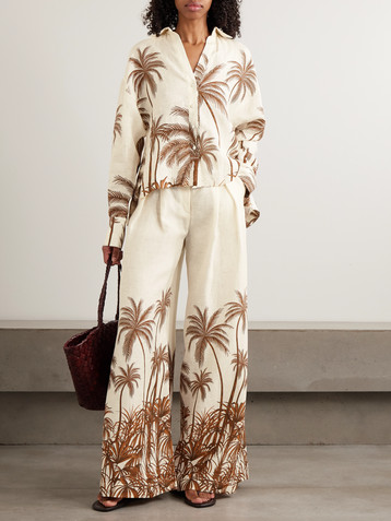 Andres Otalora Desperte pleated printed linen wide-leg pants