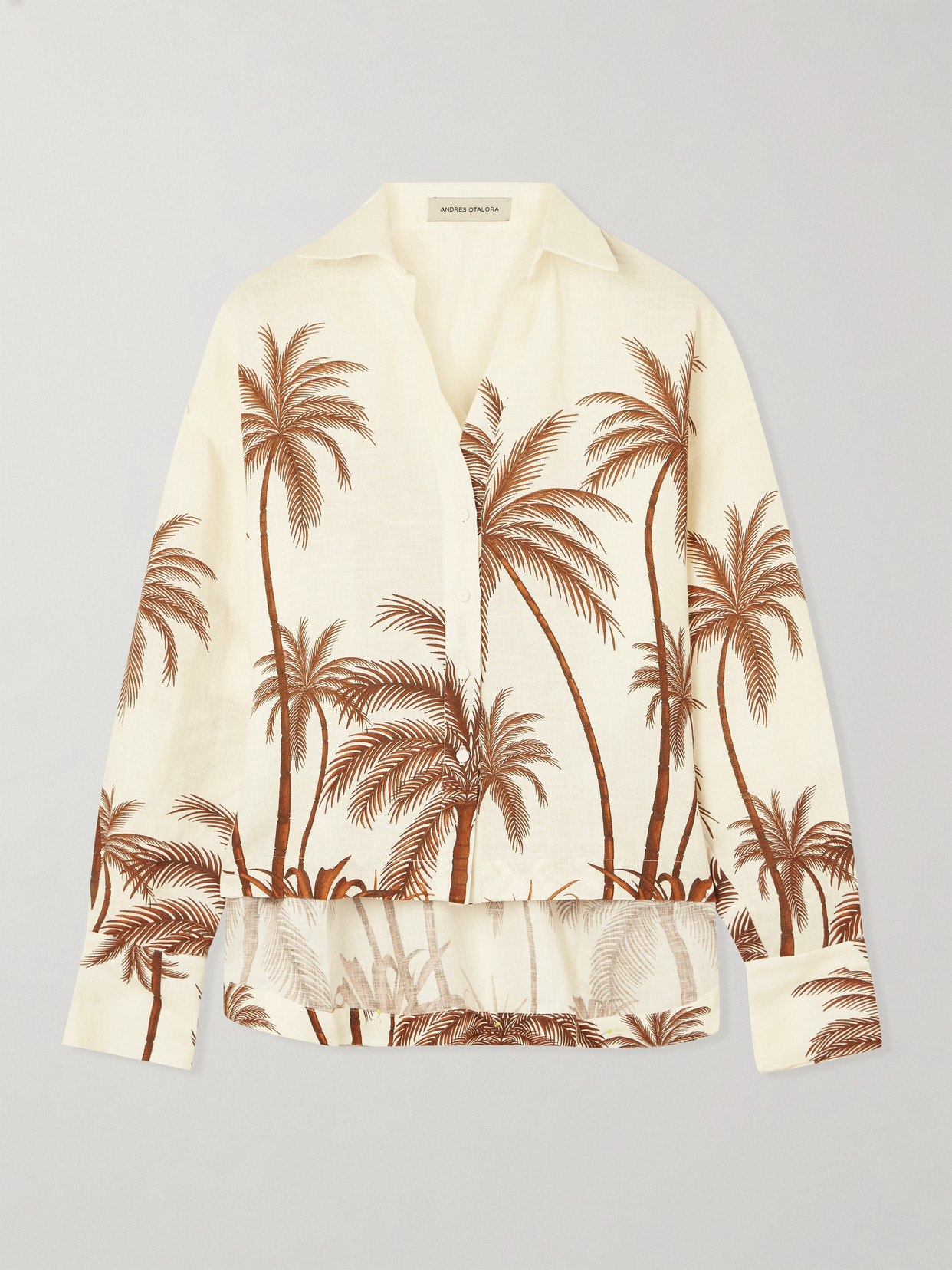 Andres Otalora Si Sabes Printed Linen Shirt In White