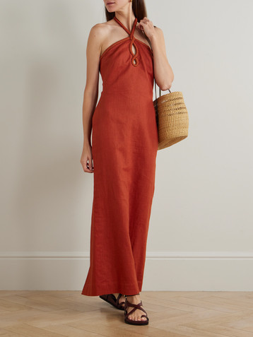 Andres Otalora Atardeceres cutout embellished halterneck maxi dress