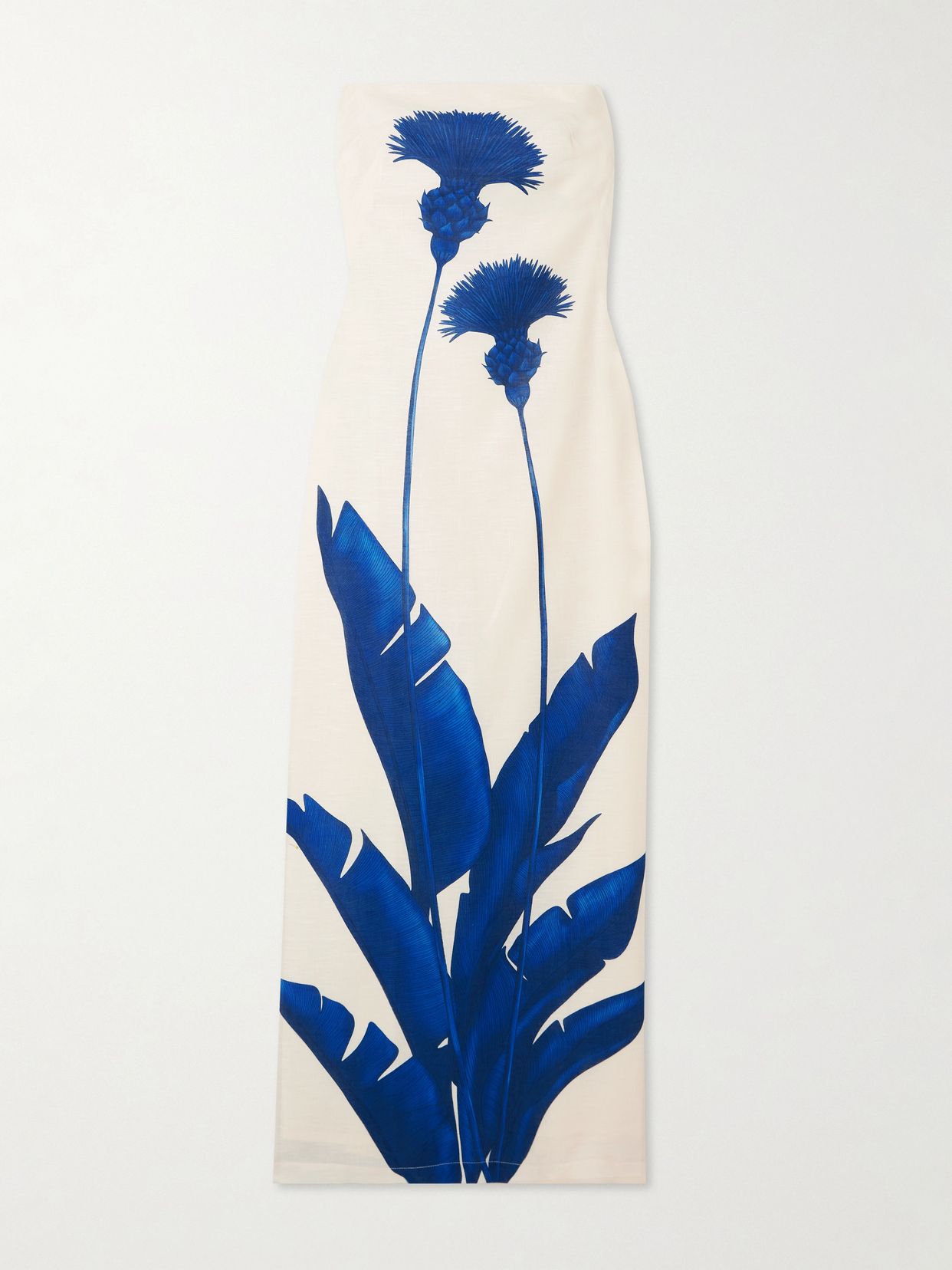 Costera strapless tie-detail floral-print linen maxi dress
