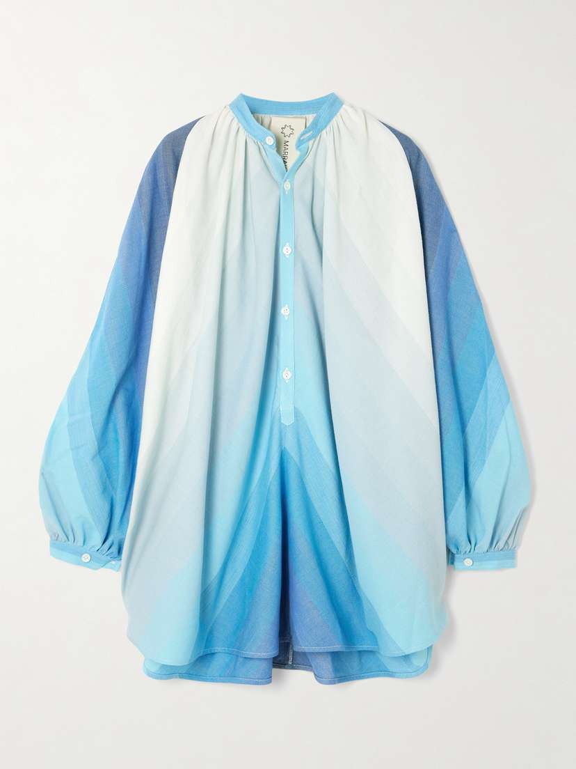 Marrakshi Life The Touareg Tunic Oversized Dégradé Striped Cotton Mini Shirt Dress