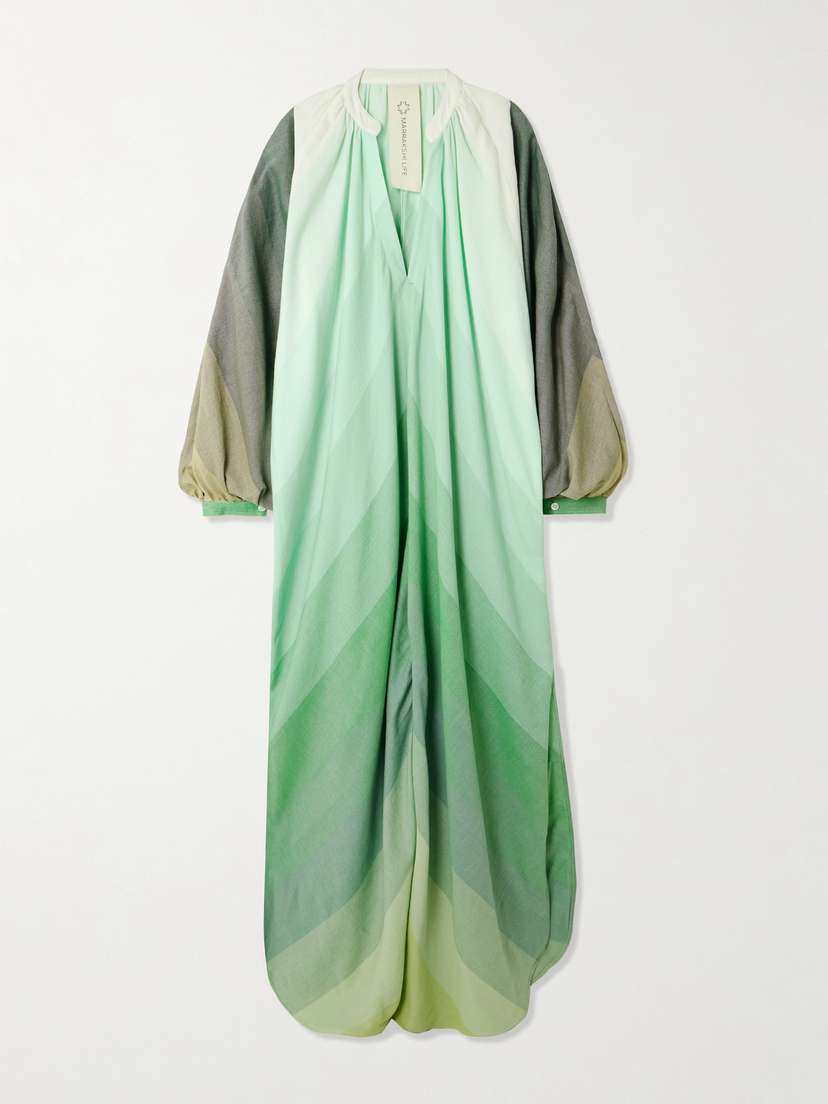 Marrakshi Life The Touareg Striped Dégradé Cotton-blend Maxi Dress