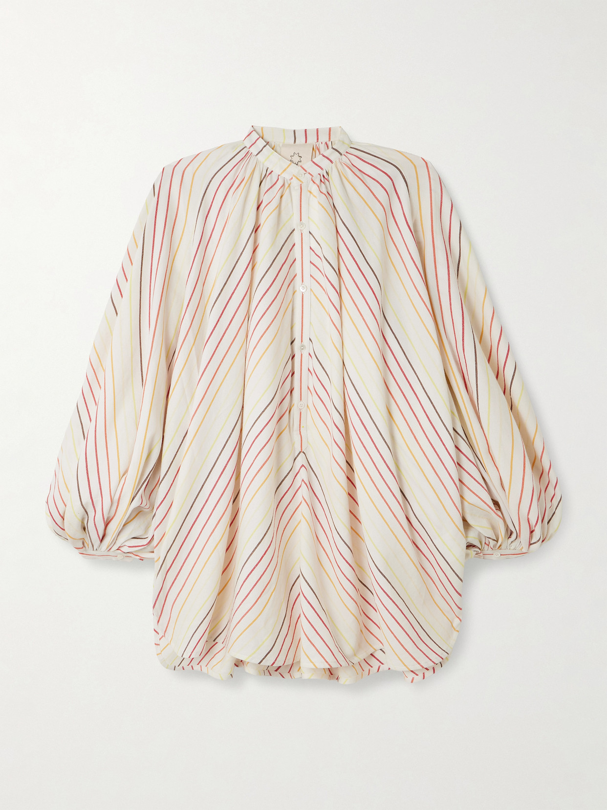 Marrakshi Life Touareg Oversized Striped Cotton Mini Dress In White