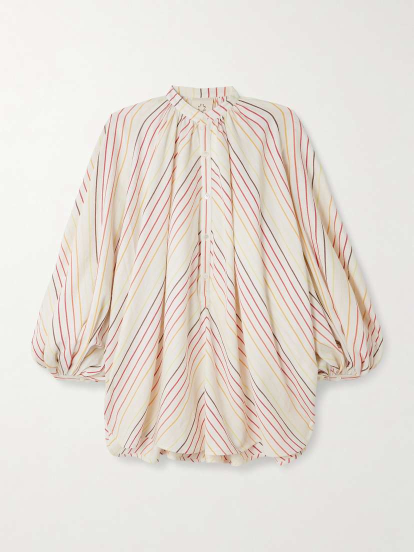 Marrakshi Life Touareg Oversized Striped Cotton Mini Dress