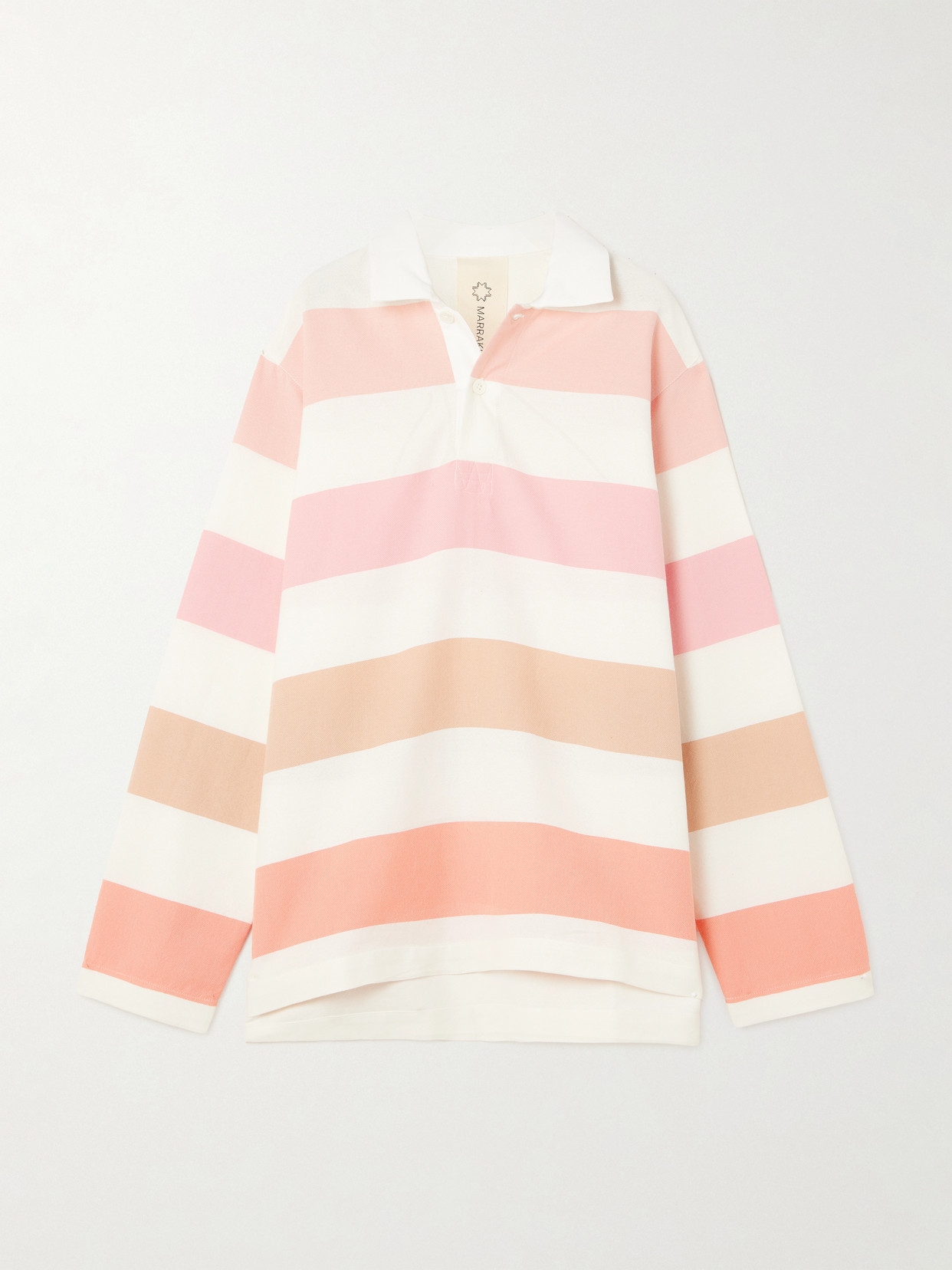 Marrakshi Life Striped Dégradé Cotton-jersey Polo Shirt In Multi