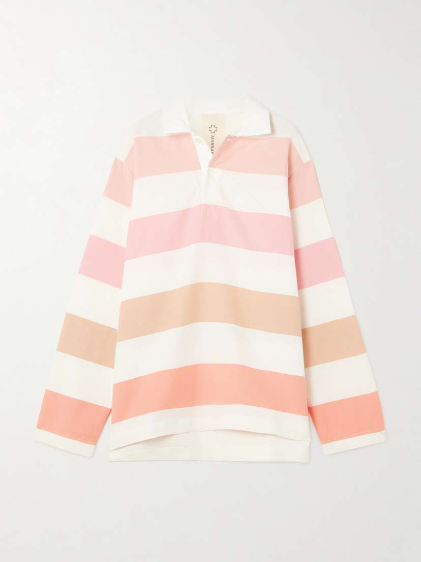 Marrakshi Life Striped Dégradé Cotton-jersey Polo Shirt