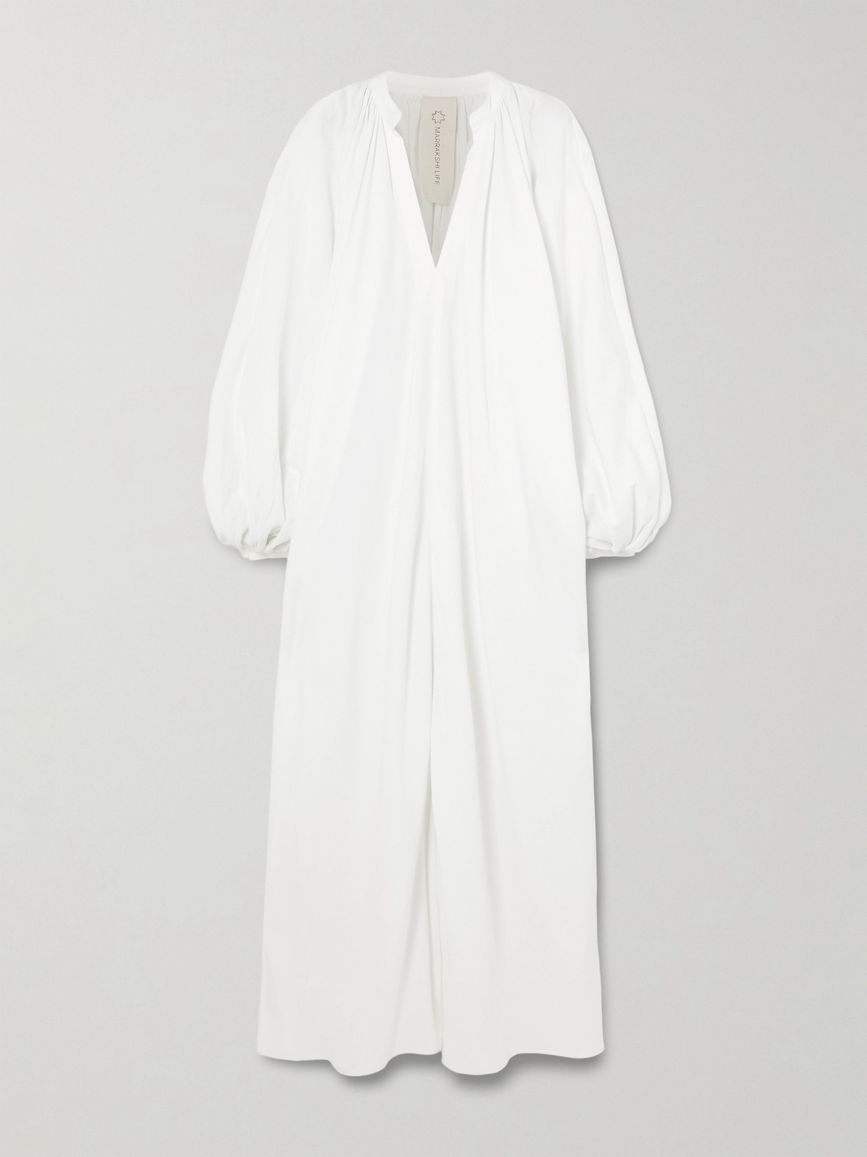 Marrakshi Life Touareg Oversized Gathered Cotton-blend Piqué Maxi Dress In Multi