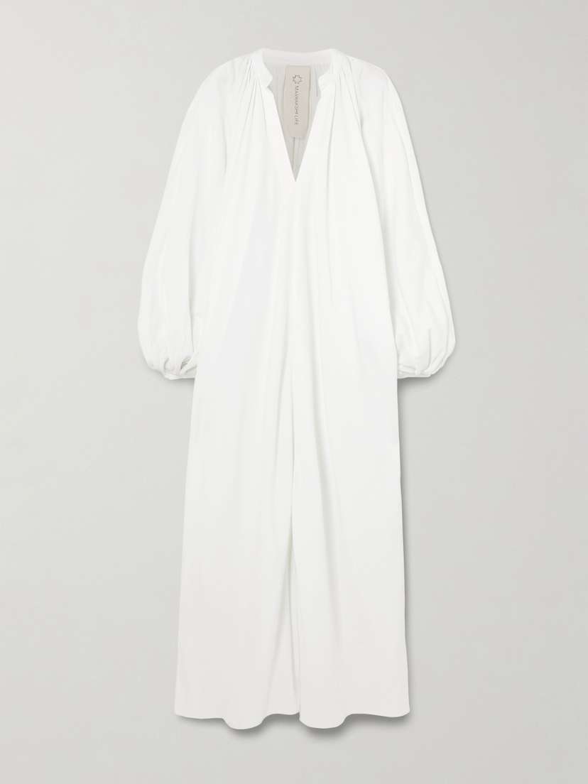 Marrakshi Life Touareg Oversized Gathered Cotton-blend Piqué Maxi Dress