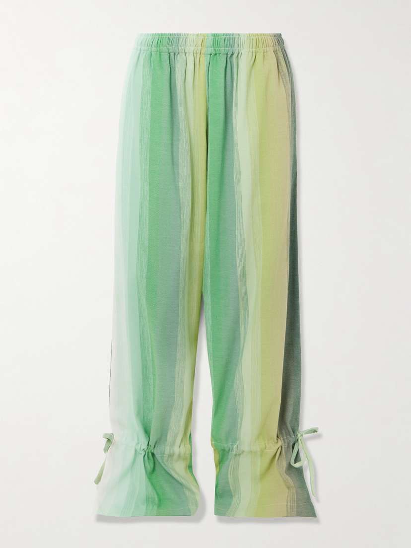Marrakshi Life The Palazzo Striped Cotton-blend Wide-leg Pants
