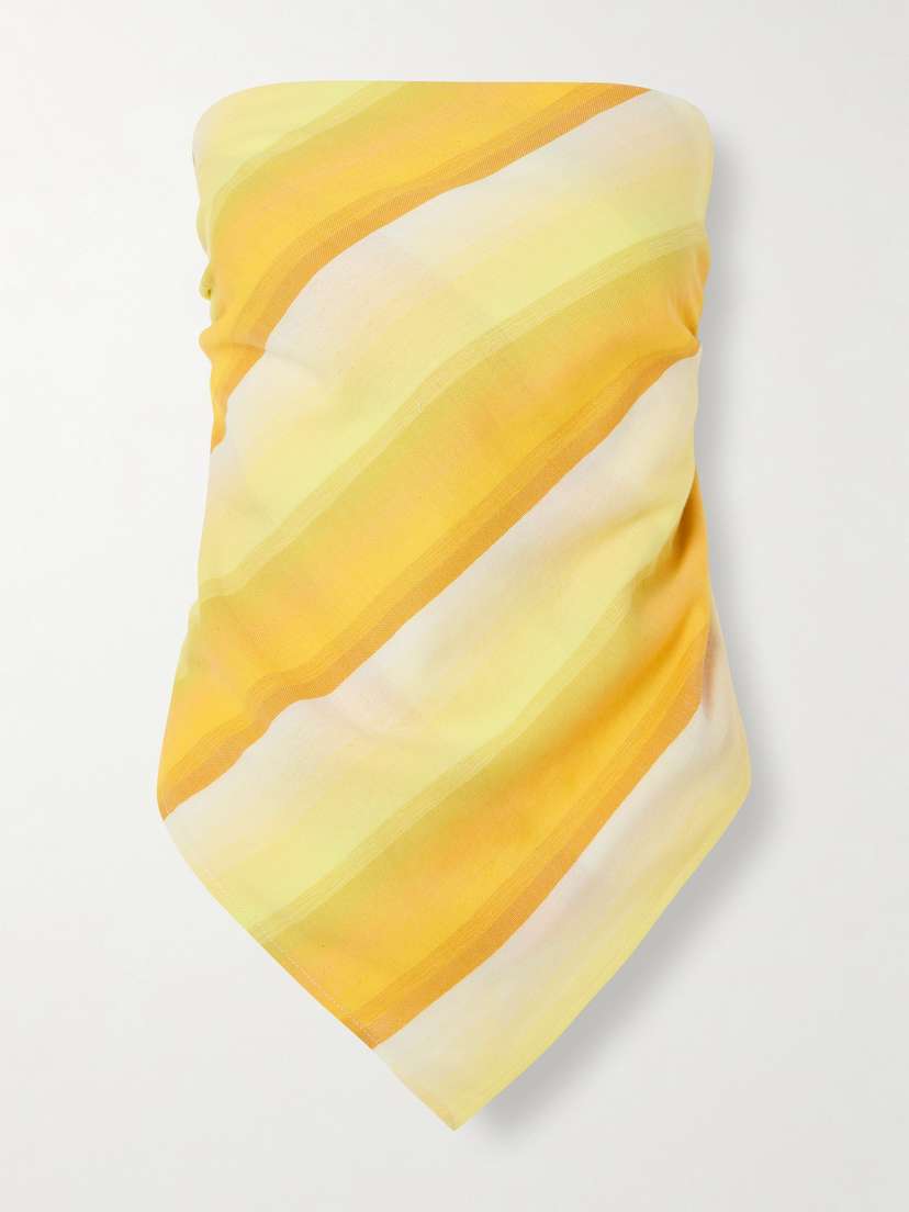 Marrakshi Life Triangle Strapless Striped Cotton-blend Top
