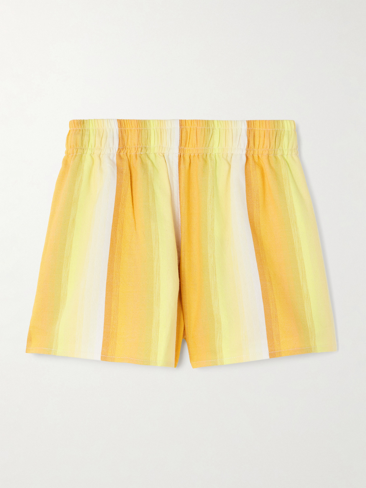 Marrakshi Life Striped Cotton Shorts In Yellow