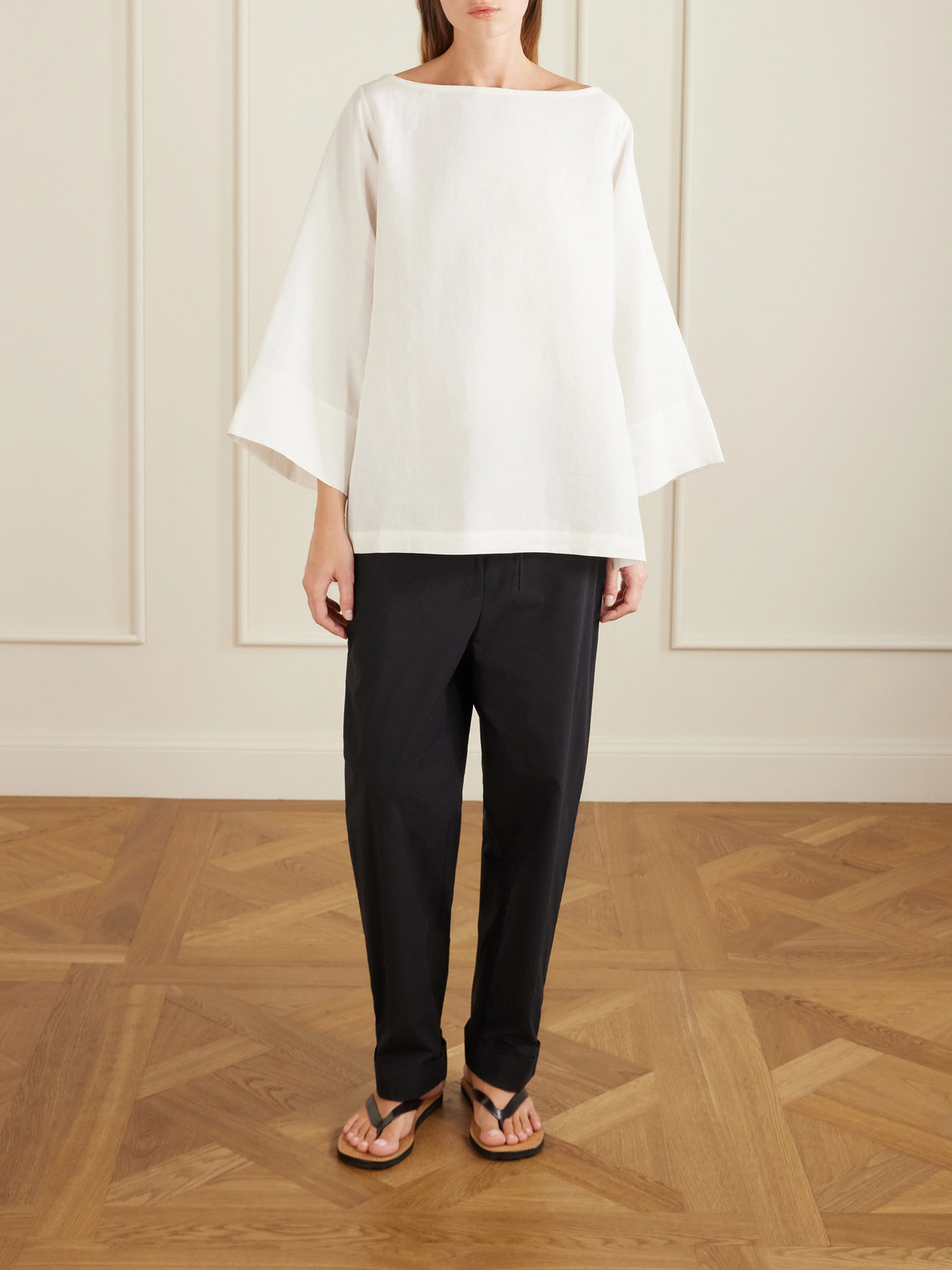 Delano Cropped Cotton Wide-Leg Pants