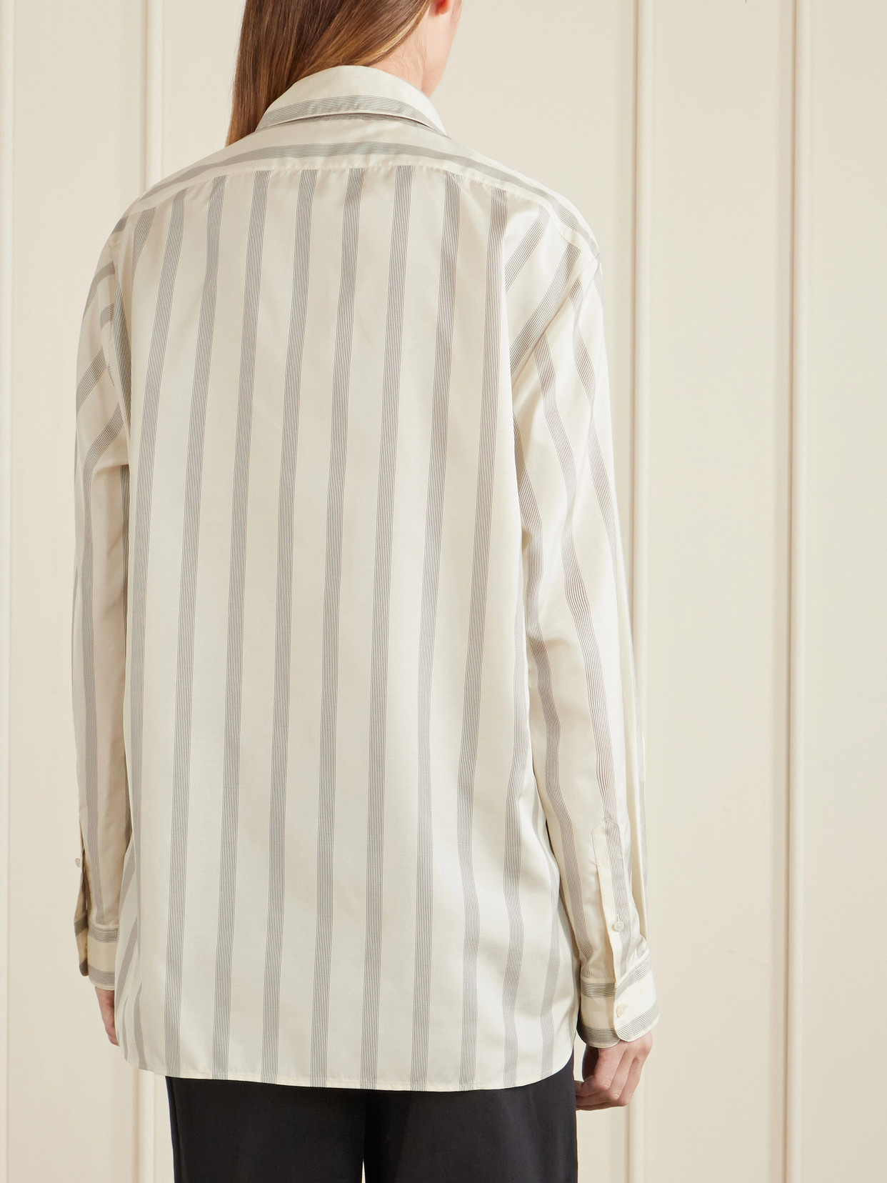 Sisilia Oversized Pinstriped Silk-Twill Shirt