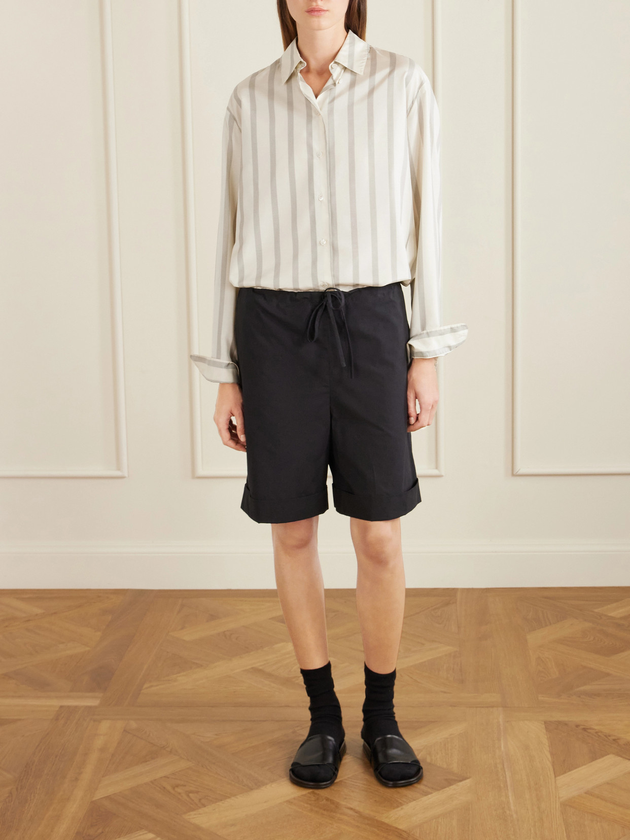 Sisilia Oversized Pinstriped Silk-Twill Shirt