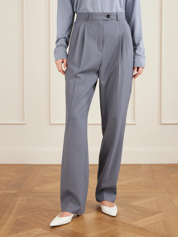 The Row Ragnar pleated wool straight-leg pants