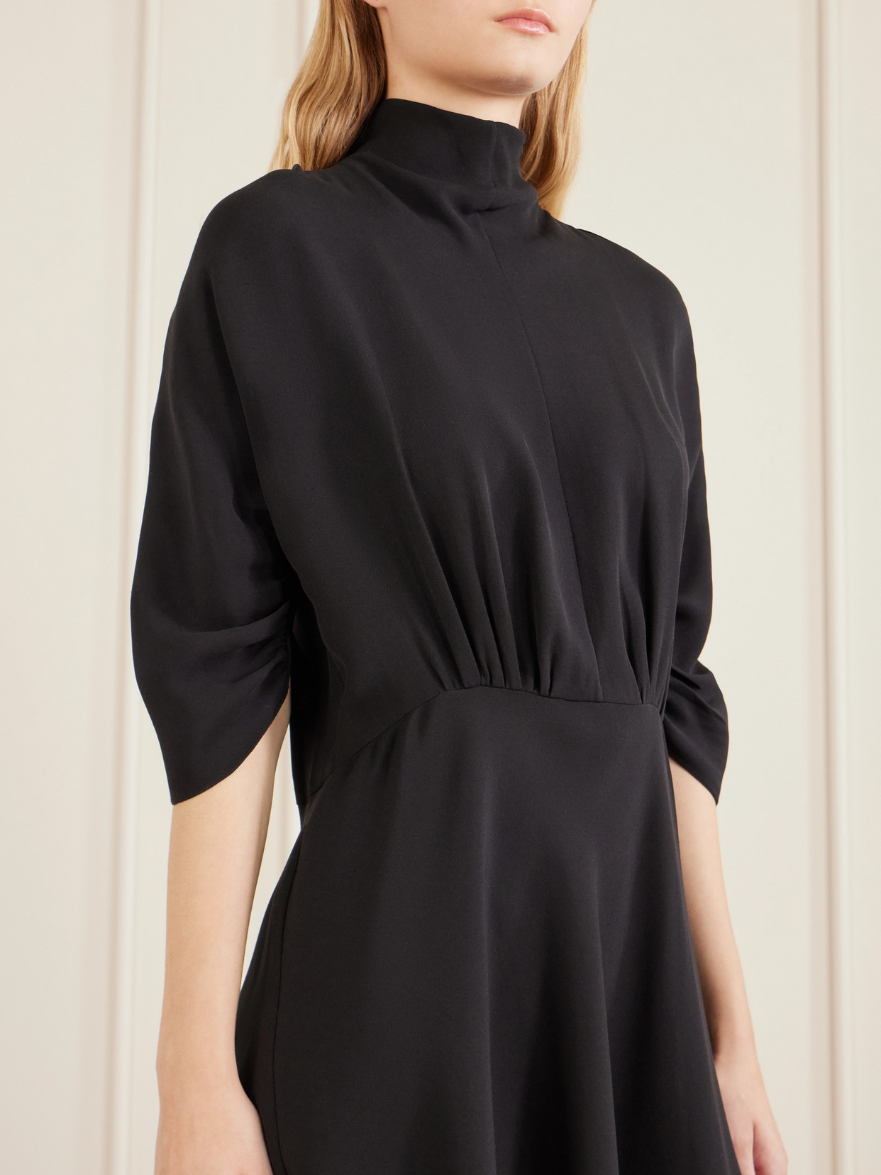 Emmeline Draped Silk Midi Dress