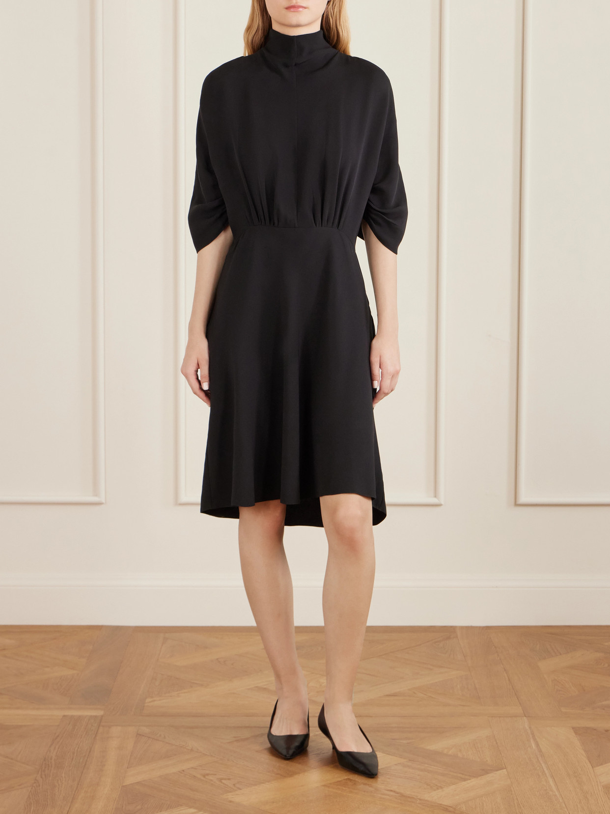 Emmeline Draped Silk Midi Dress