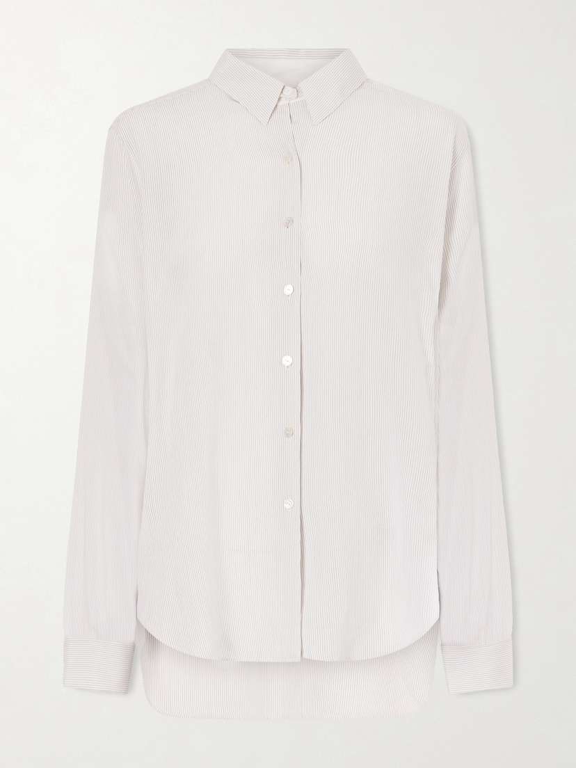 The Row Fiora Pinstriped Silk Shirt