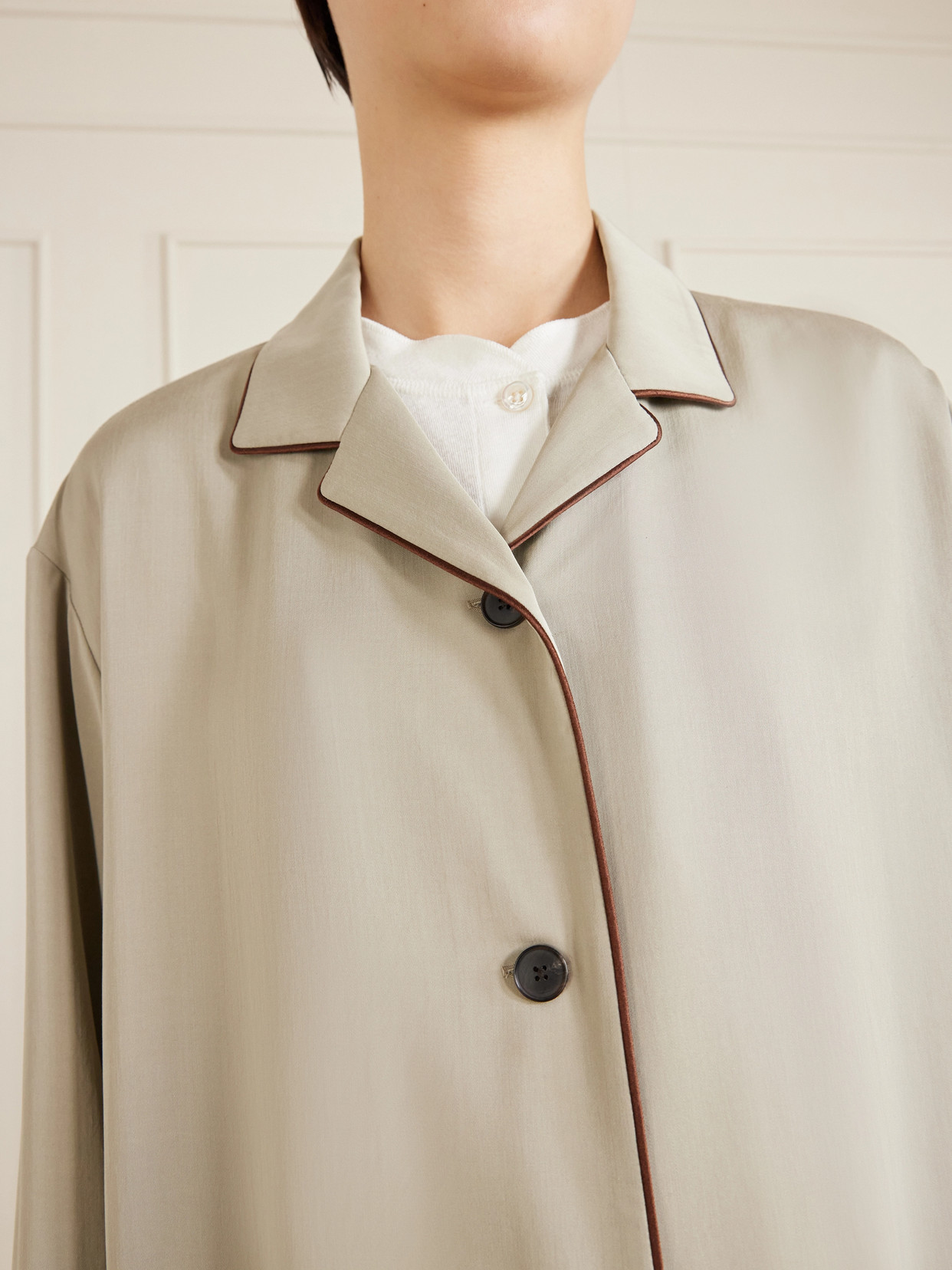 Clarinda Piped Silk Shirt
