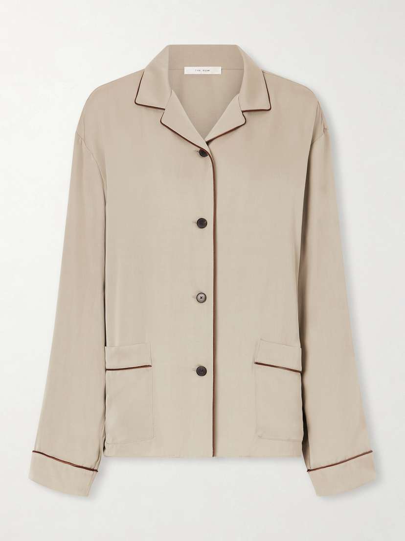 The Row Clarinda Piped Silk Shirt