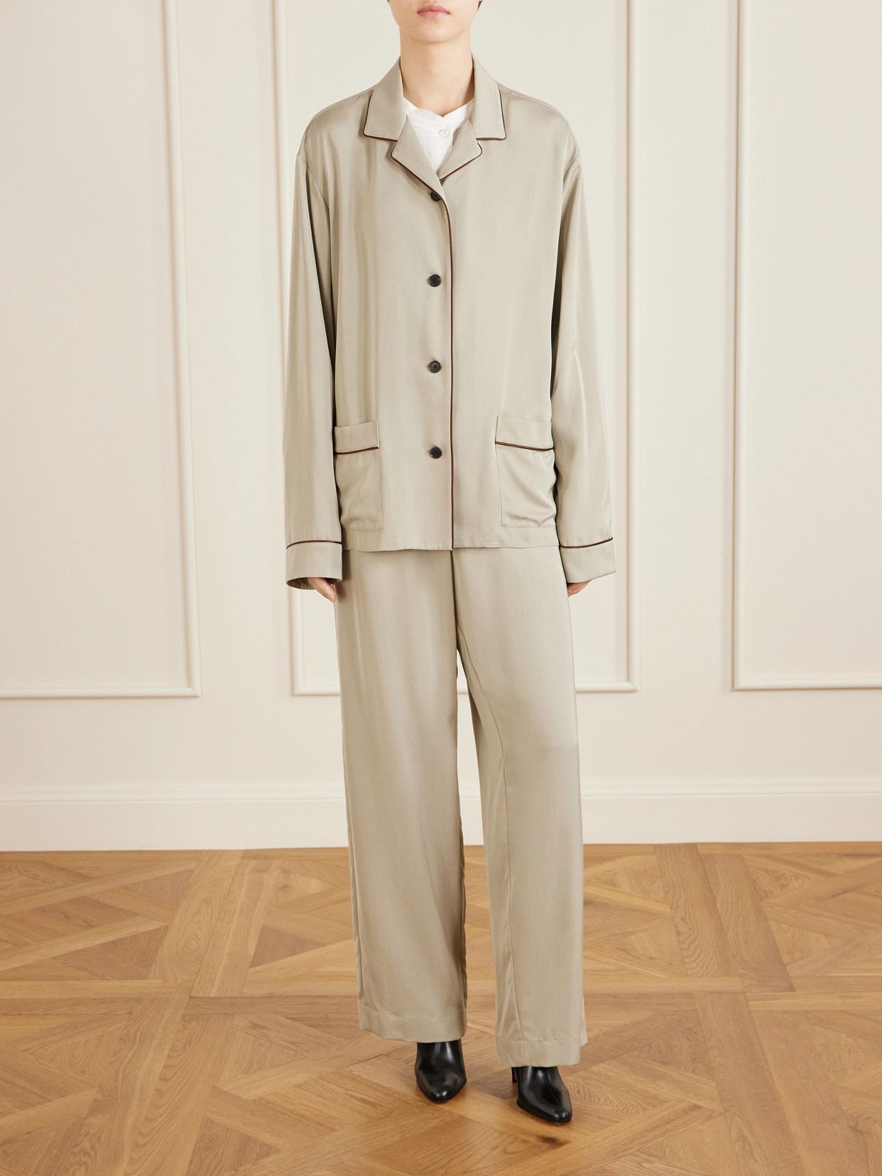 Clarinda Piped Silk Shirt