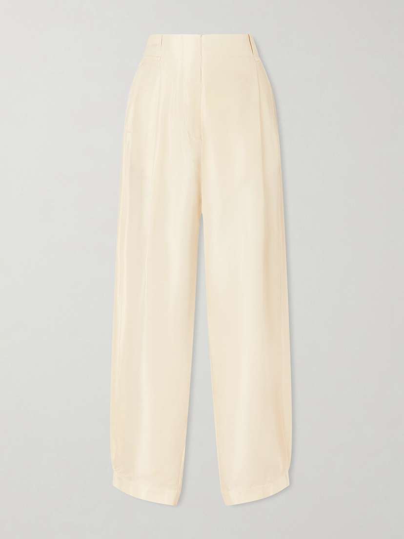 The Row Kolina Pleated Silk-faille Wide-leg Pants